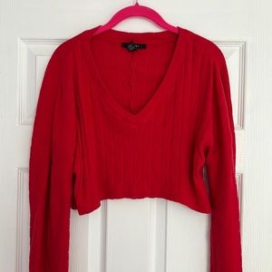 Forever 21 Red Crop Sweater Sweatshirt